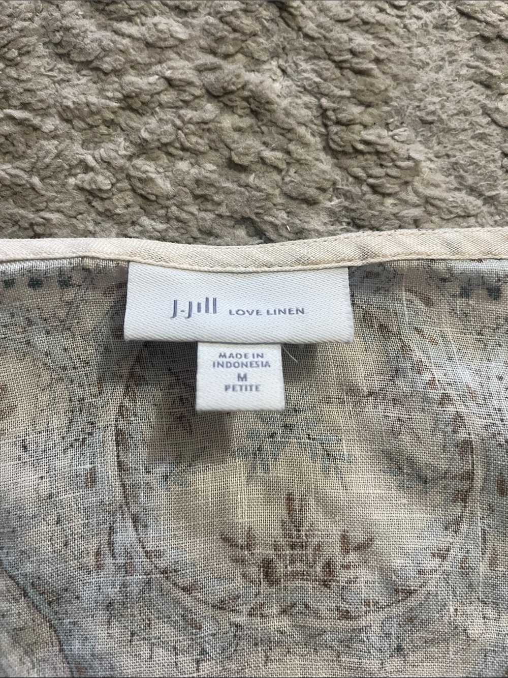 J. Jill Bohemian 3/4 Length Sleeve V-Neck 100% Linen Blouse Top Medium Petite - Picture 2 of 8